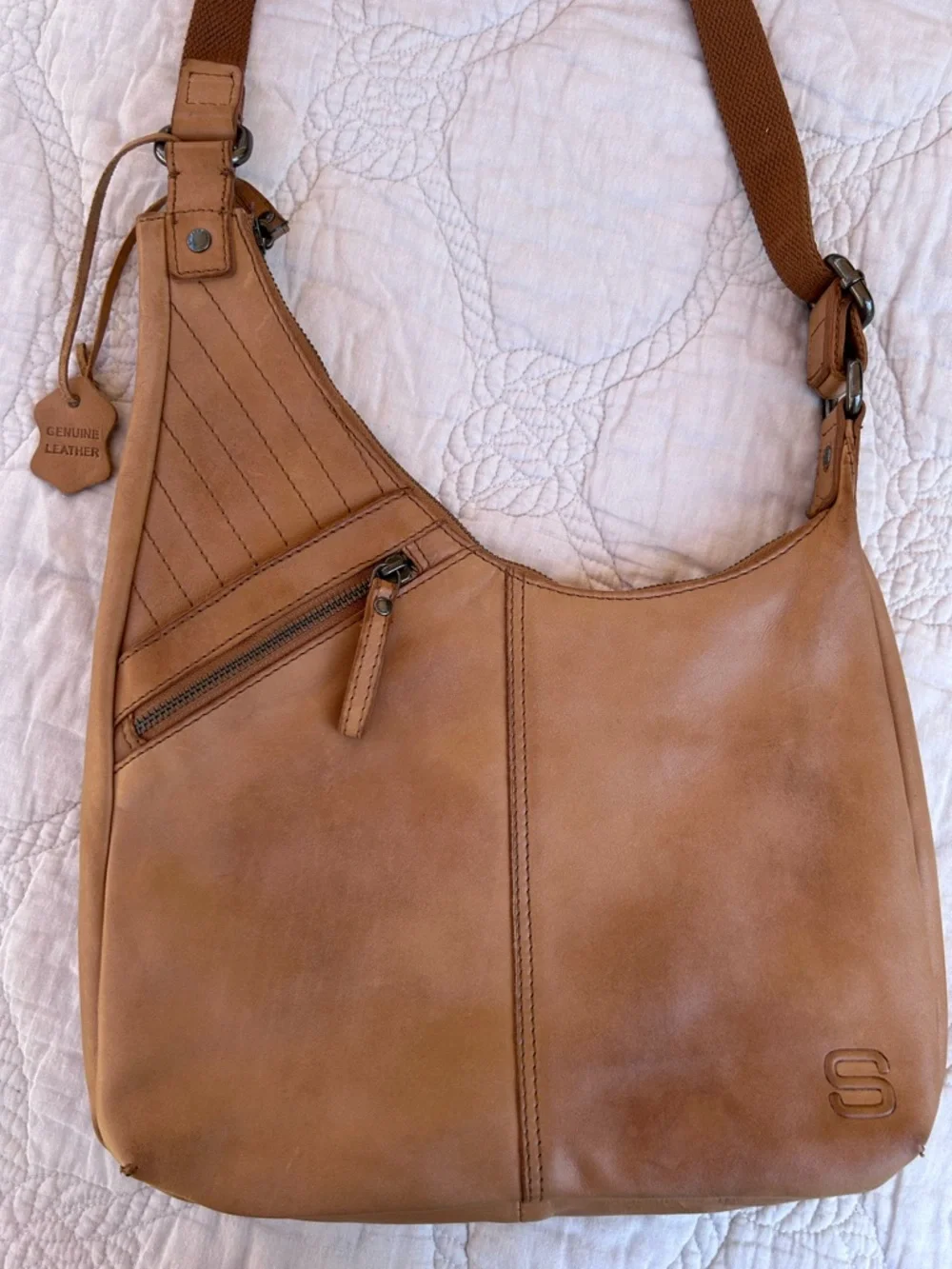 Spikes & Sparrow “Moria” Leather Crossbody / Shoulder Bag - Camel / Tan